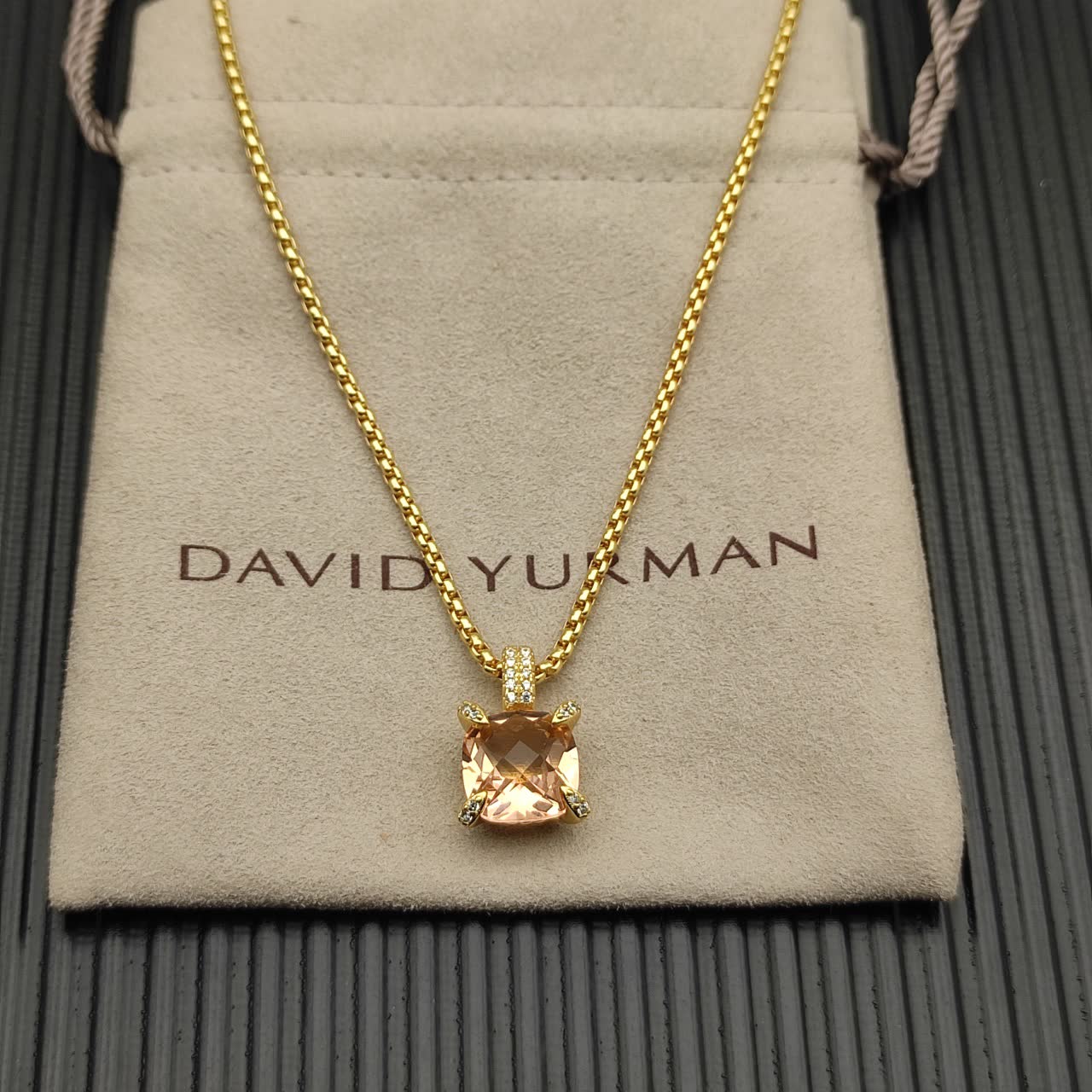 David Yurman Cable Collectibles 18K Gold Citrine and Diamond Necklace